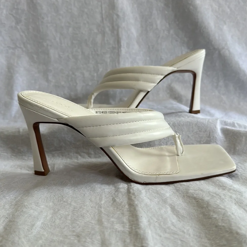 NWOT ASOS Design Cream High Heel Slides - Picture 3 of 6